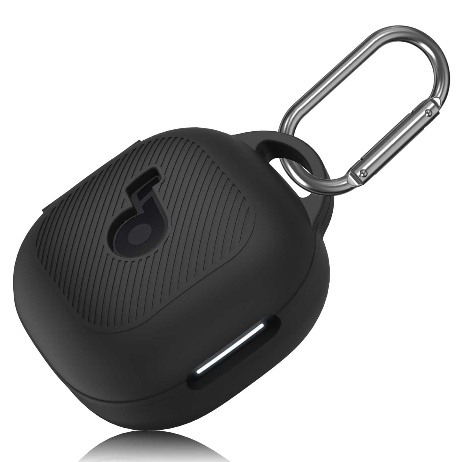 Anker PUCGUE Case Cover for Soundcore P40i, Shockproof Silicone Skin with Carabiner, Front LED & Logo Visible (Black)