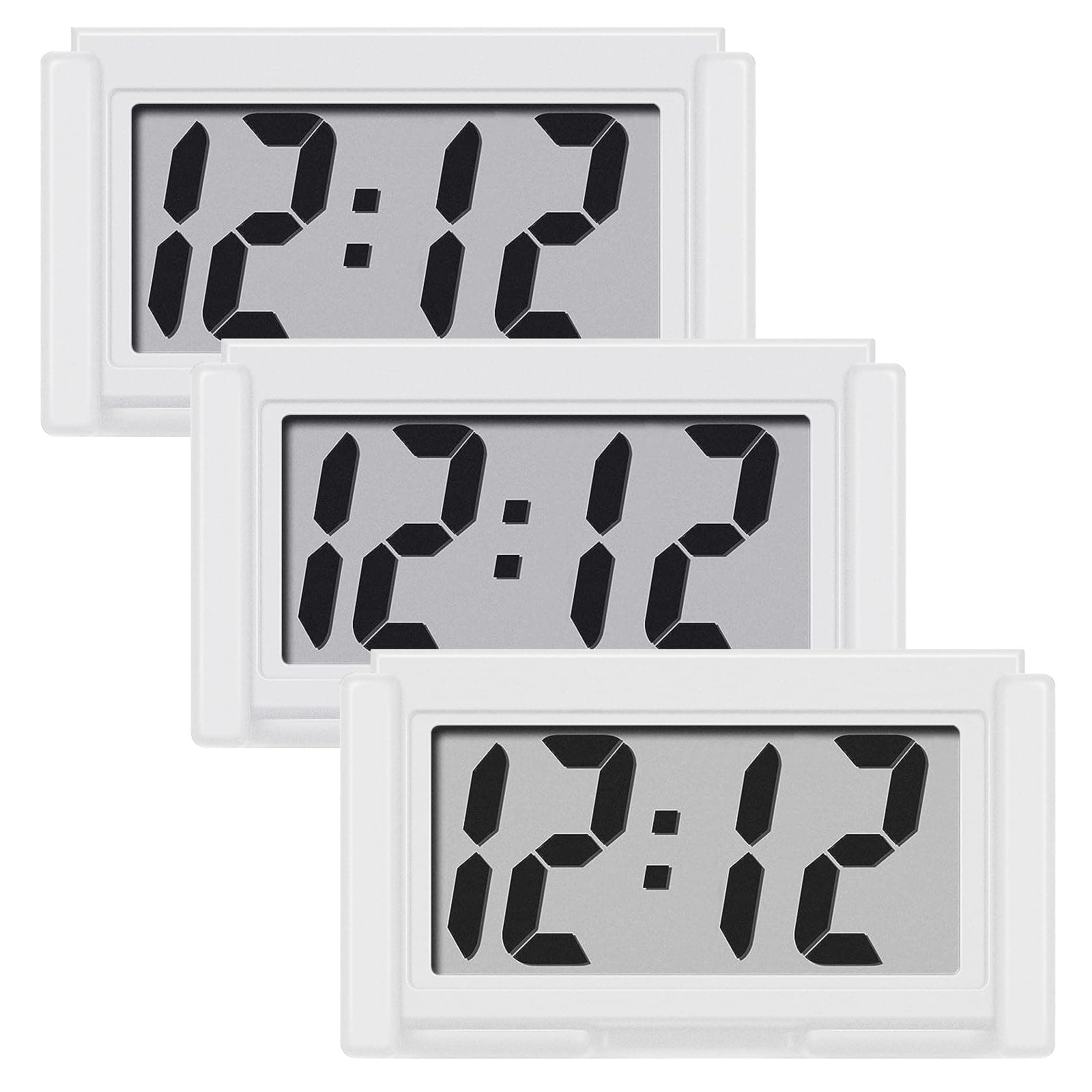 - Car Dashboard Digital Clock - with Jumbo LCD Time & Day Display - Mini Automotive Stick On Watch for Car Truck Dashboard & Air Vent (White-3)