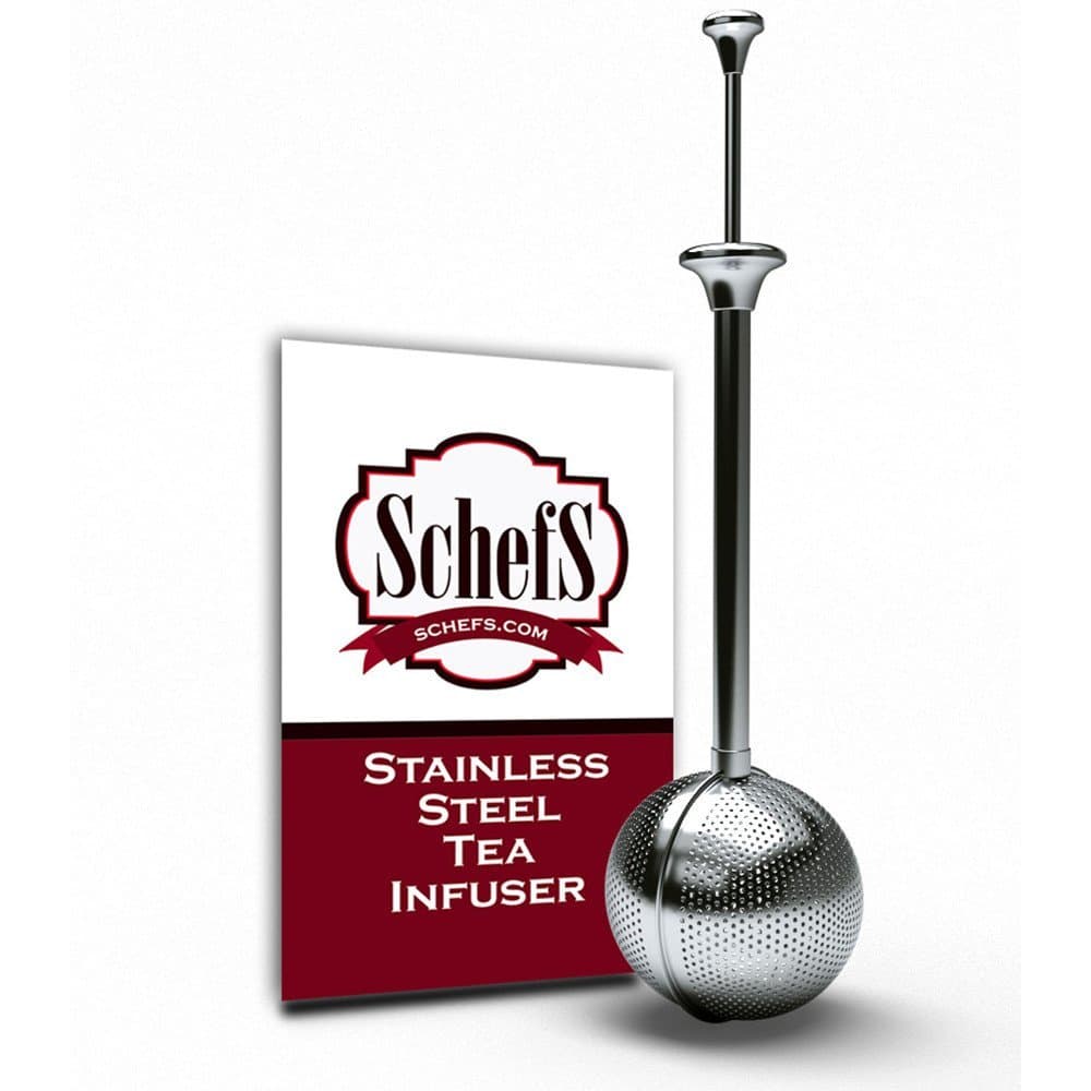 Schefs Premium Tea Infuser - Light Weight Stainless Steel - Large Capacity Ball with Long Spoon Handle