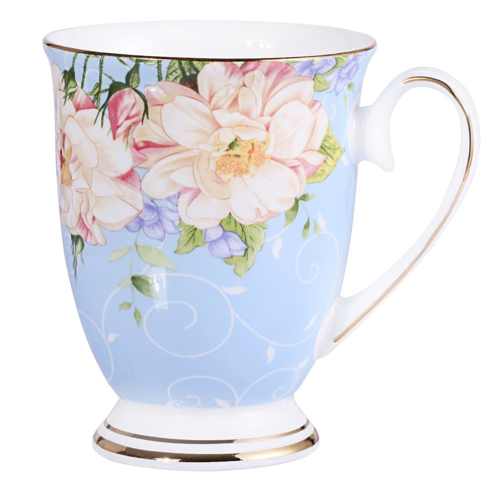 Royal Fine Bone China Coffee Mug Assorted colors Tea Cup 11 oz (1, blue)