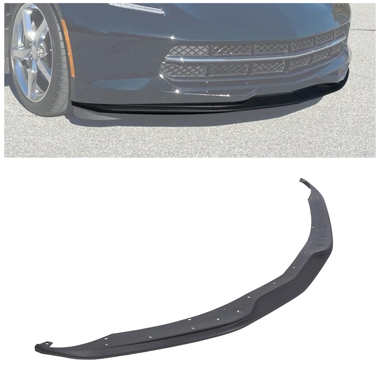 Front Lip Spoiler Splitter Compatible with 2014-2019 C7 Chevy Corvette GM C7 Z06 & GS Stage 1 Replace for Part Number 22922352 Plastic Black Painted