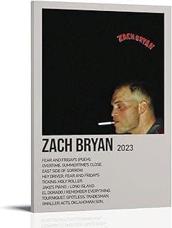 GPWDIEJB Zach Bryan Zach BryanPoster Canvas Art Oil Painting Wall Painter Home Music Album Celebrity Painting Classical Decorative Wall ArtFrame-style-1220x30inch(50x75cm)