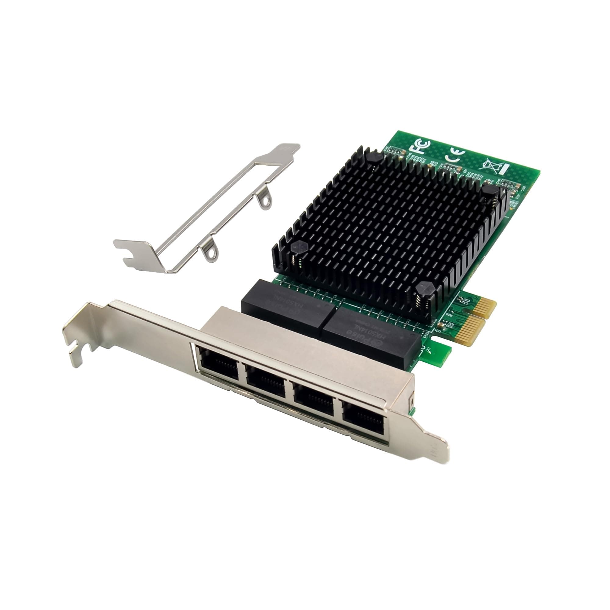 Pci Express (PCIe x1) Gigabit 4 Port Quad Server Network Adapter with 82571 Chipset | 1000Mbps Pci Express 4 Port Quad Server Ethernet (LAN) Card with Low Profile, Black
