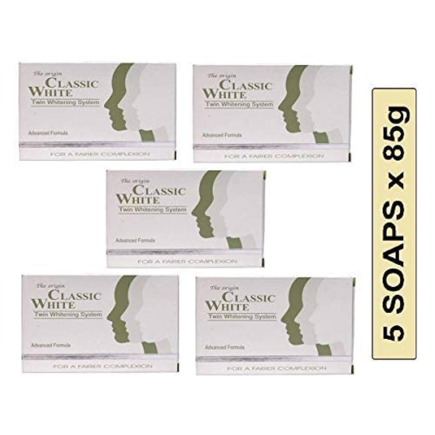 Queue Classic White Skin Whitening Soap (Pack Of 5X85Gm)