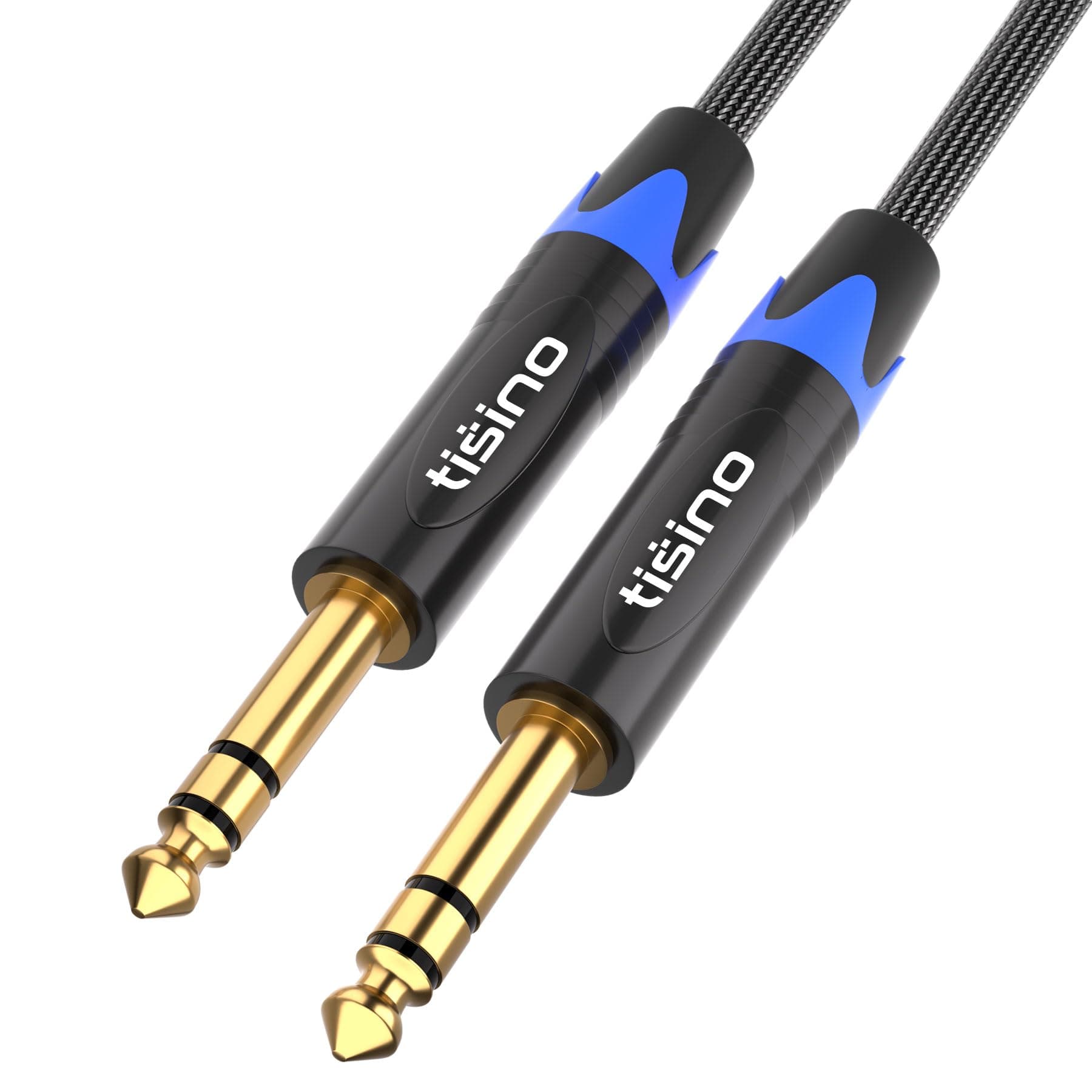 TISINO 1/4" TRS Cable, Quarter-Inch 1/4 TRS to TRS Balanced Stereo Audio Cable, Male to Male Pro Interconnect Cable, Nylon Braided, 15 Feet