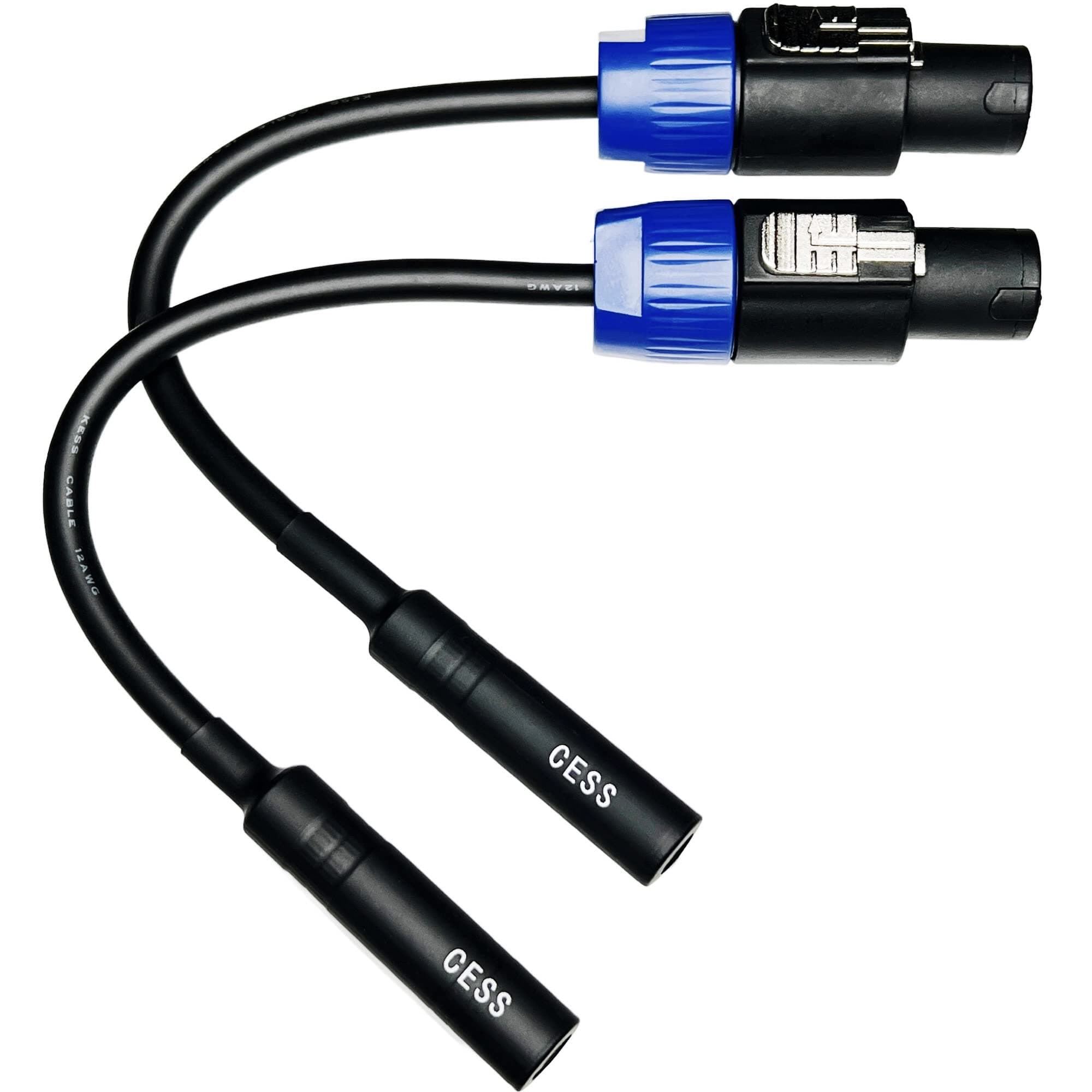 CNCESS CESS-025 1/4 TS Female to Speakon Speaker Cables - Speakon to 6.35 mm Mono Jack Adapter - Speaker Plug Adapter 1/4" to Twist Lock Speak-On - 2 Pack