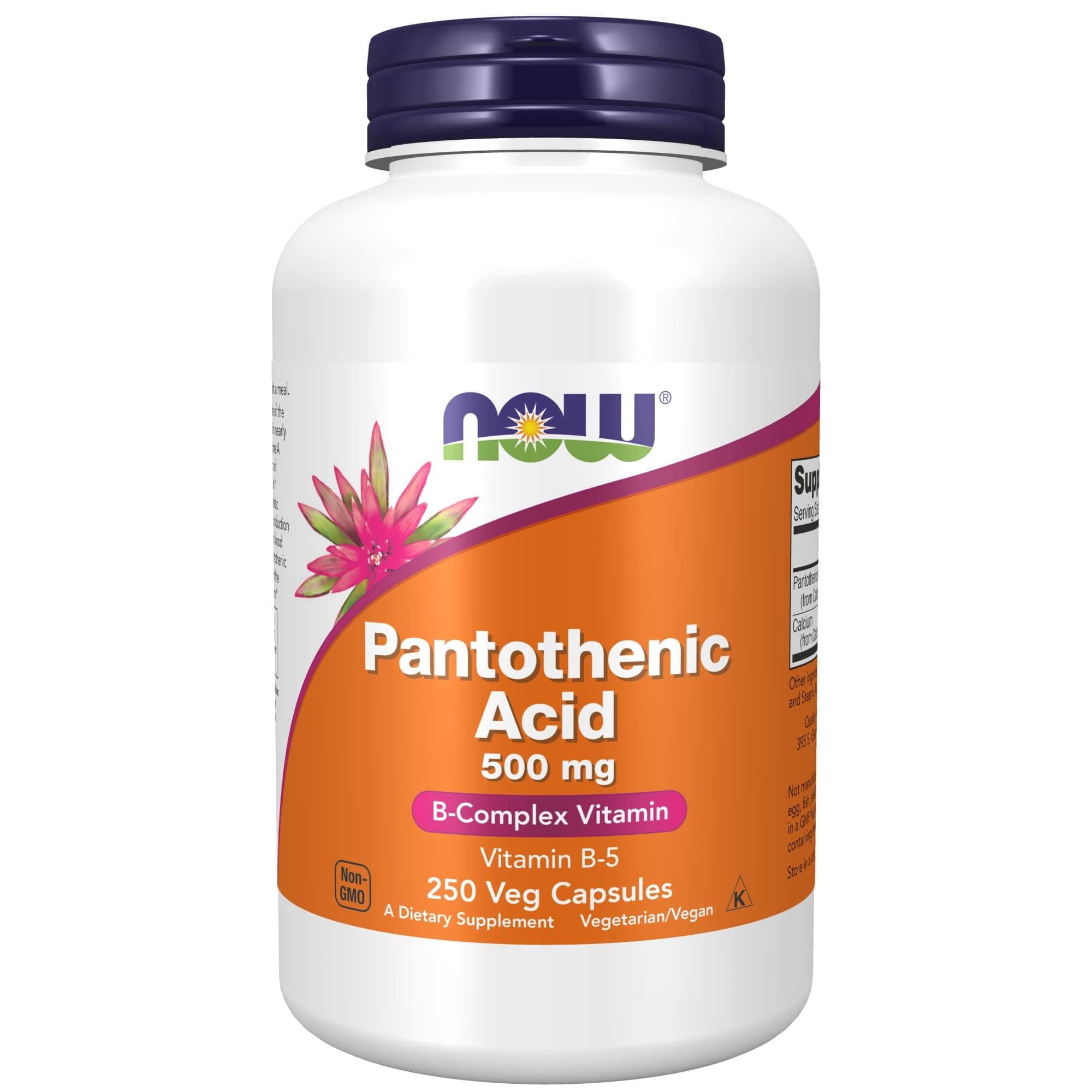NOW Supplements, Pantothenic Acid (Vitamin B-5) 500mg, B-Complex Vitamin, 250 Capsules