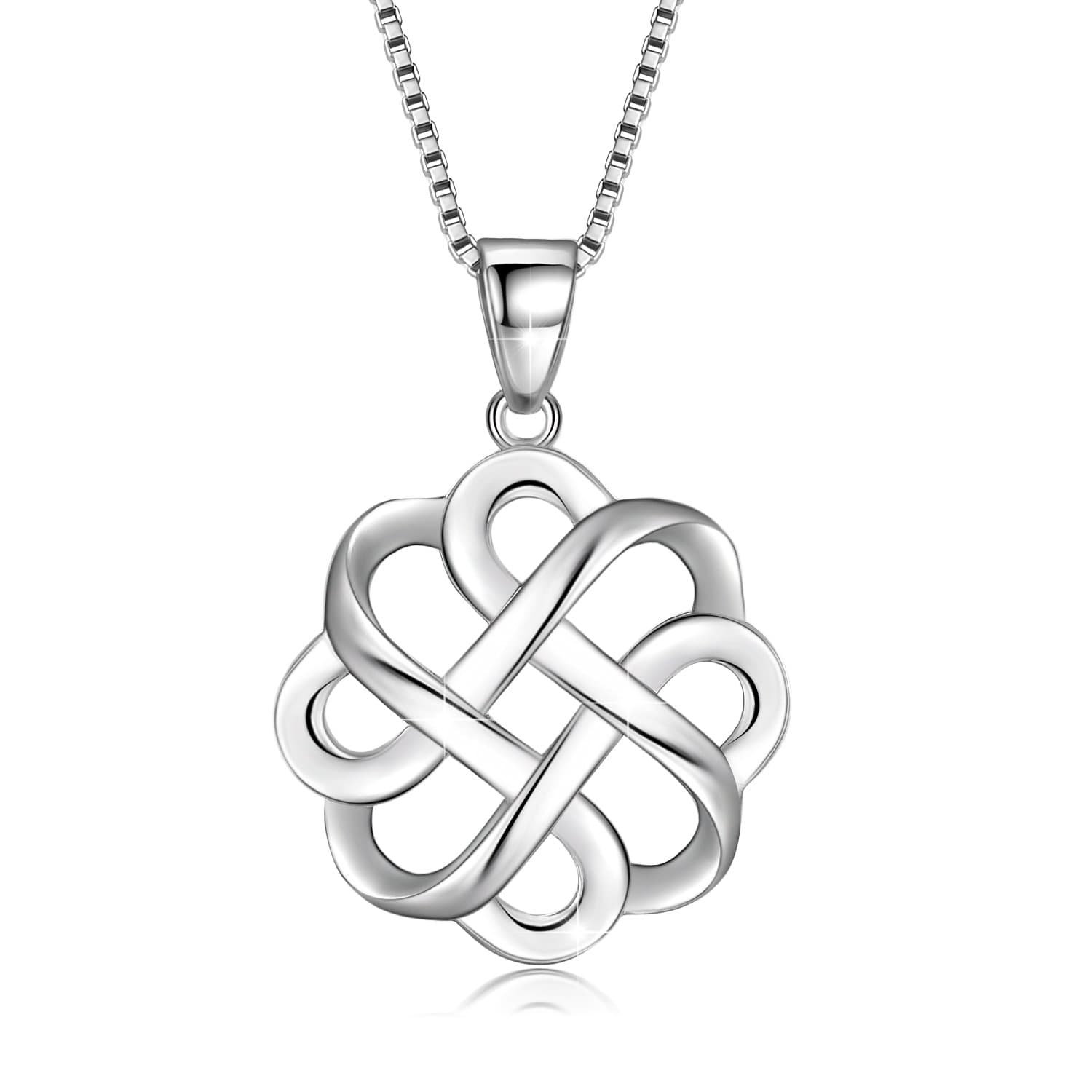 925 Sterling Silver Good Luck Polished Celtic Knot Cross Pendant Necklace for Womens