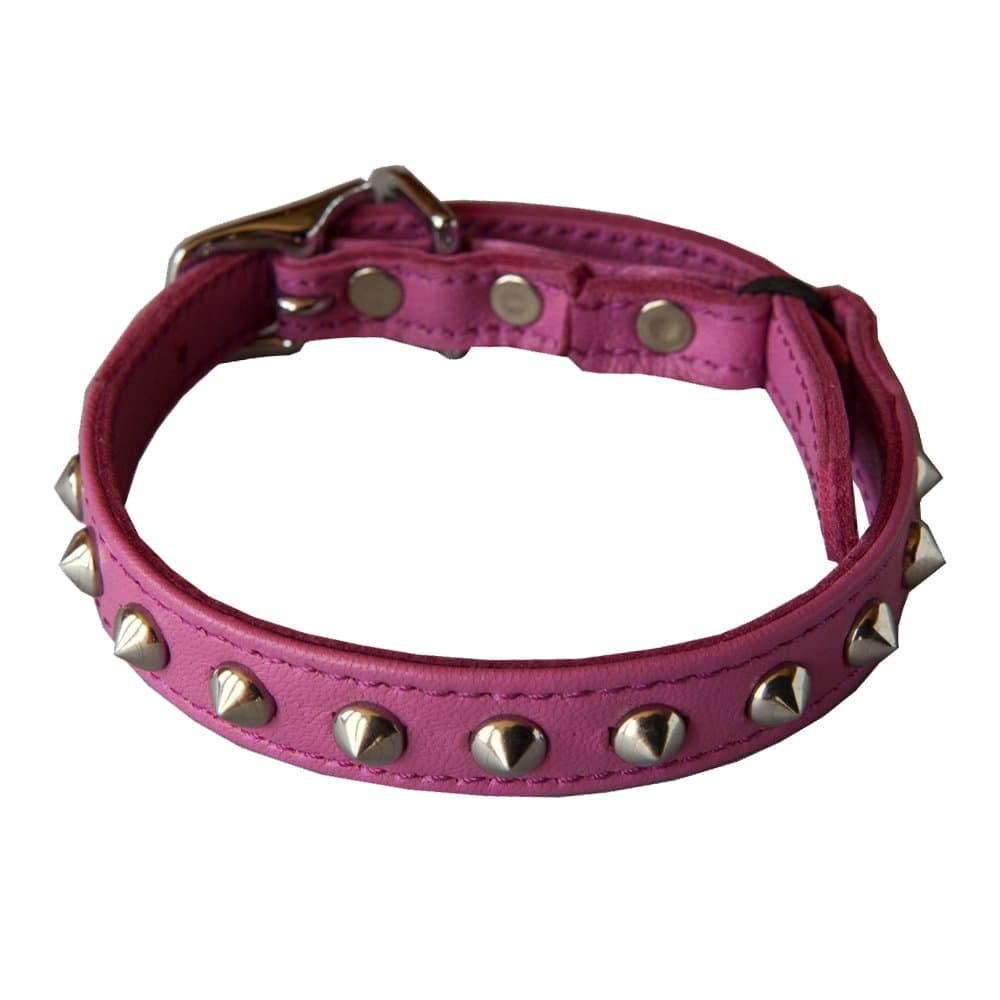 Kitty Planet Outlaw Pink Studded Leather Safety Cat Collar