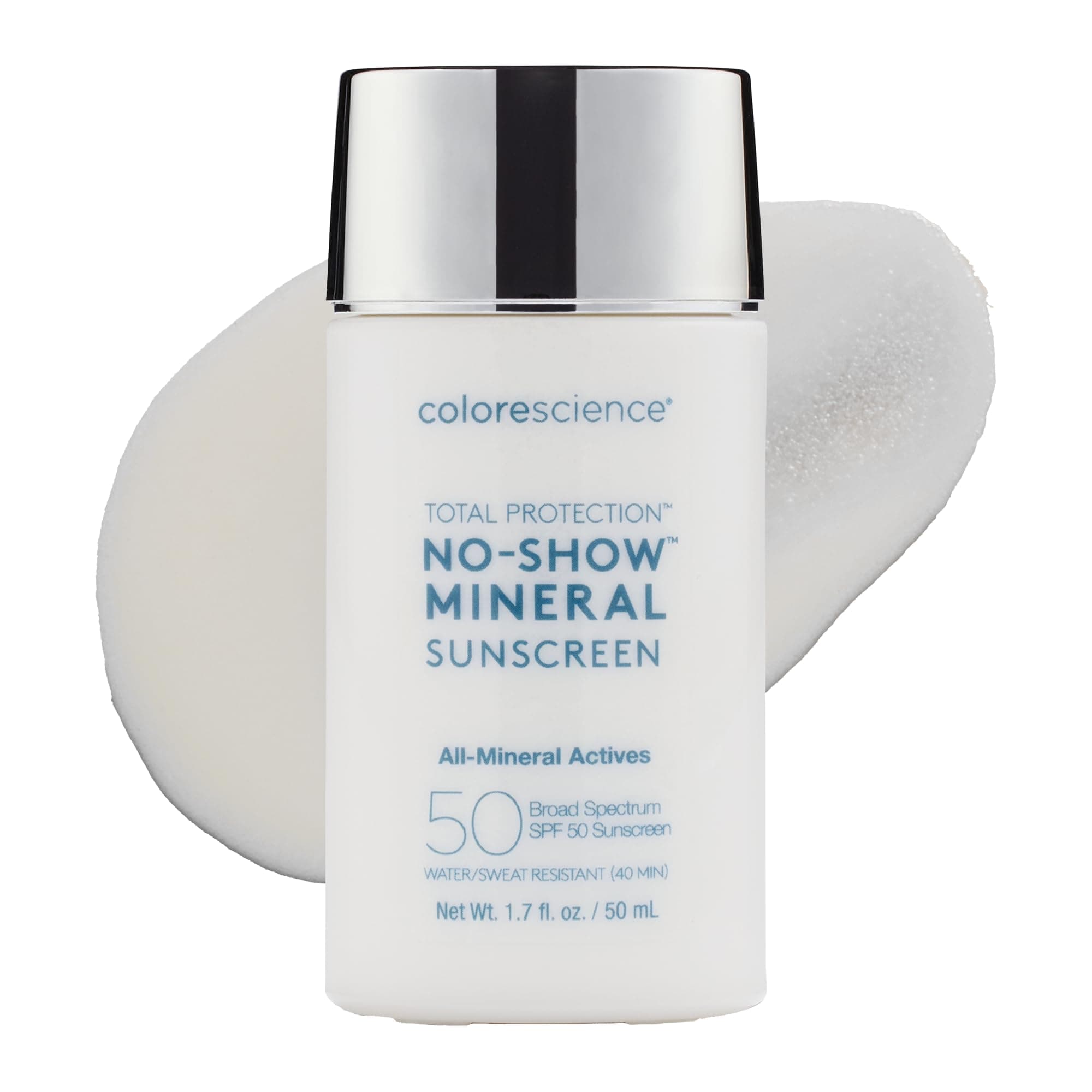 Colorescience Total Protection No-Show Mineral Sunscreen SPF 50, 1.7oz, 100% Invisible all-mineral sunscreen for all skin tones & types