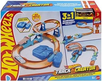 Toy Car Track Set, Deluxe Building Box with Motorized Booster, 1:64 Scale Vehicle, Speed Snap Track, Boosted Jump Speedway, JDB49