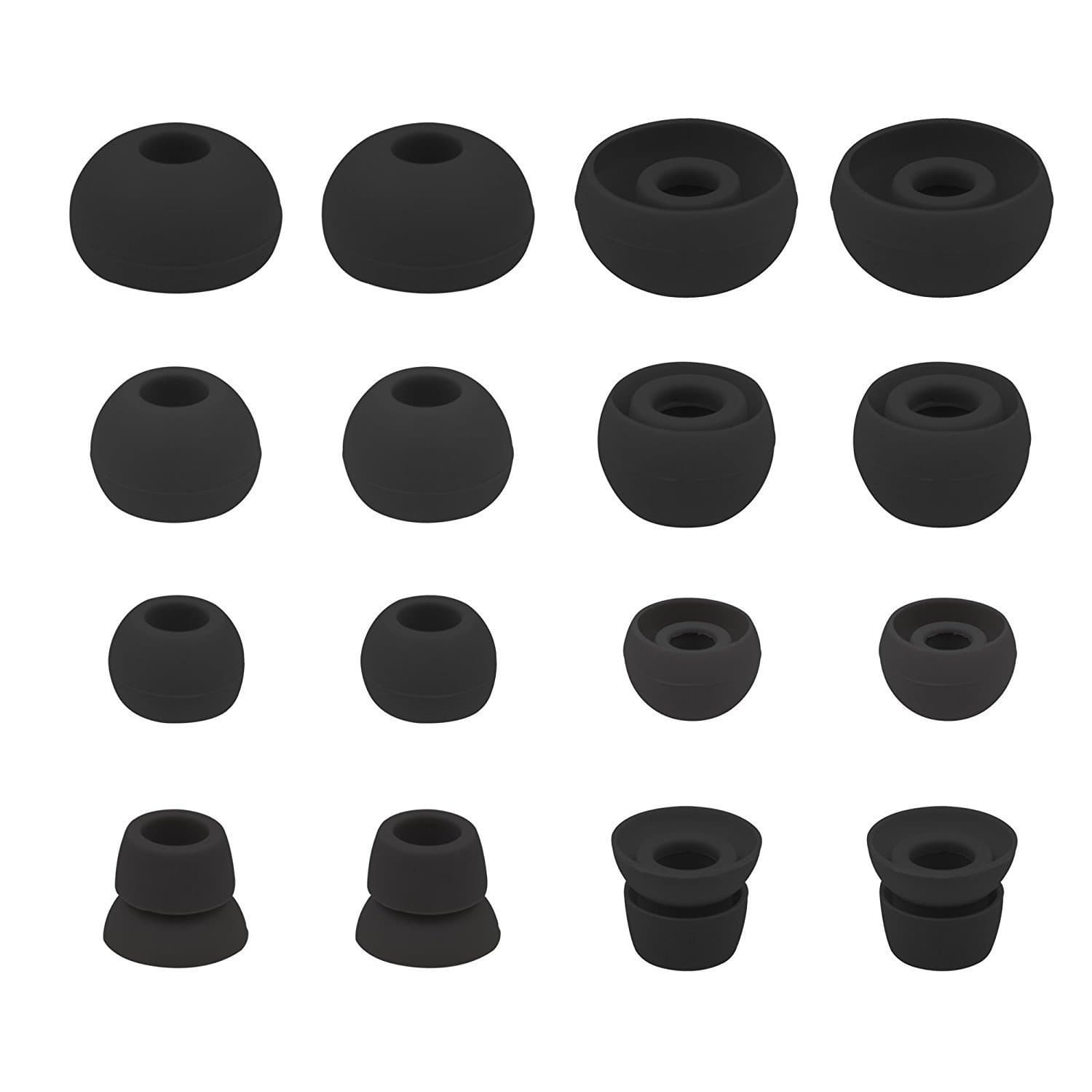 Ear Tips for Powerbeats 2 Headphone, Diana Fay Ear Gels Eartips Earphone Cover Earbud Cushions for Beats Powerbeats2 PB 2 Earbuds, 8 Pairs Set S/M/L/Double Flange 4 Sizes Soft Gel, Black