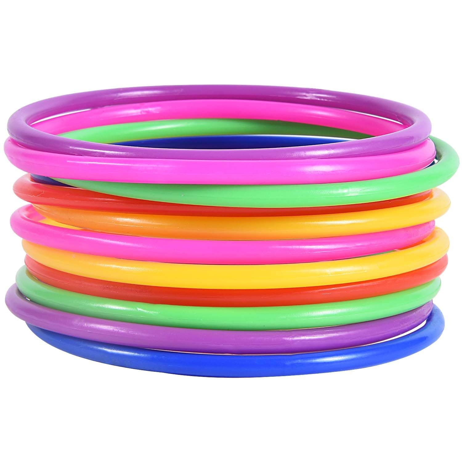 12 Pcs Plastic Ring Toss Game for Kids and Outdoor Toss Rings for Speed and Agility Practice Game, Random Colors