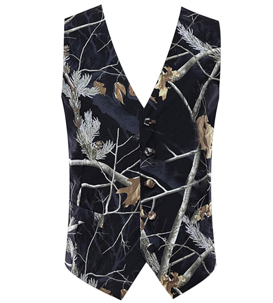 HBDesign Mens Outerwear Vests Camouflage Black Printing V Neck