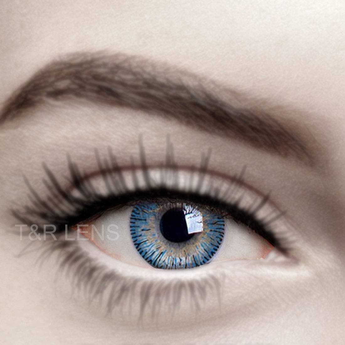 Iconic Eye® Sky Blue Monthly Zero Power Monthly Contact Lens 2+ Multi Plus Solution With Lens Storage Box - by T&R Lens.