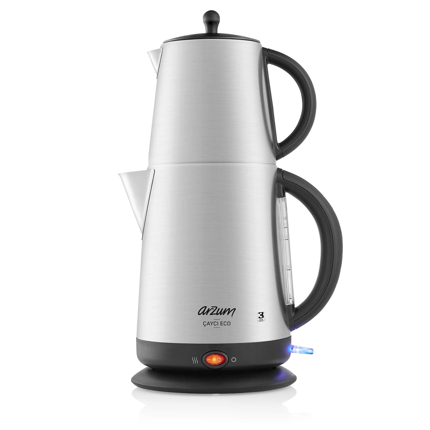 Arzum Electric Kettle 1.7 Liter Eco Turkish Tea Maker Stainless Steel