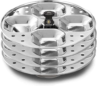Eleven Rings 4 Plates Stainless Steel Square Idli Stand/Idli Maker Makes 16 Square Idlis at Once. (4 Plate Square Idli)