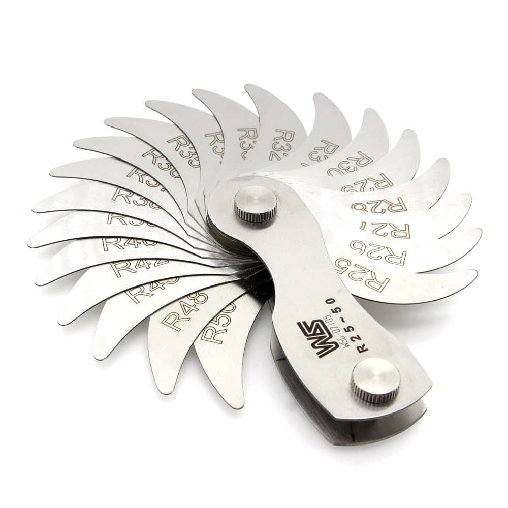 QTY-1 WS Welding Radius Gauge Fillet Set Concave Convex R25-50mm 20 Blades with Lock Device Stainless Steel Measurement Tool