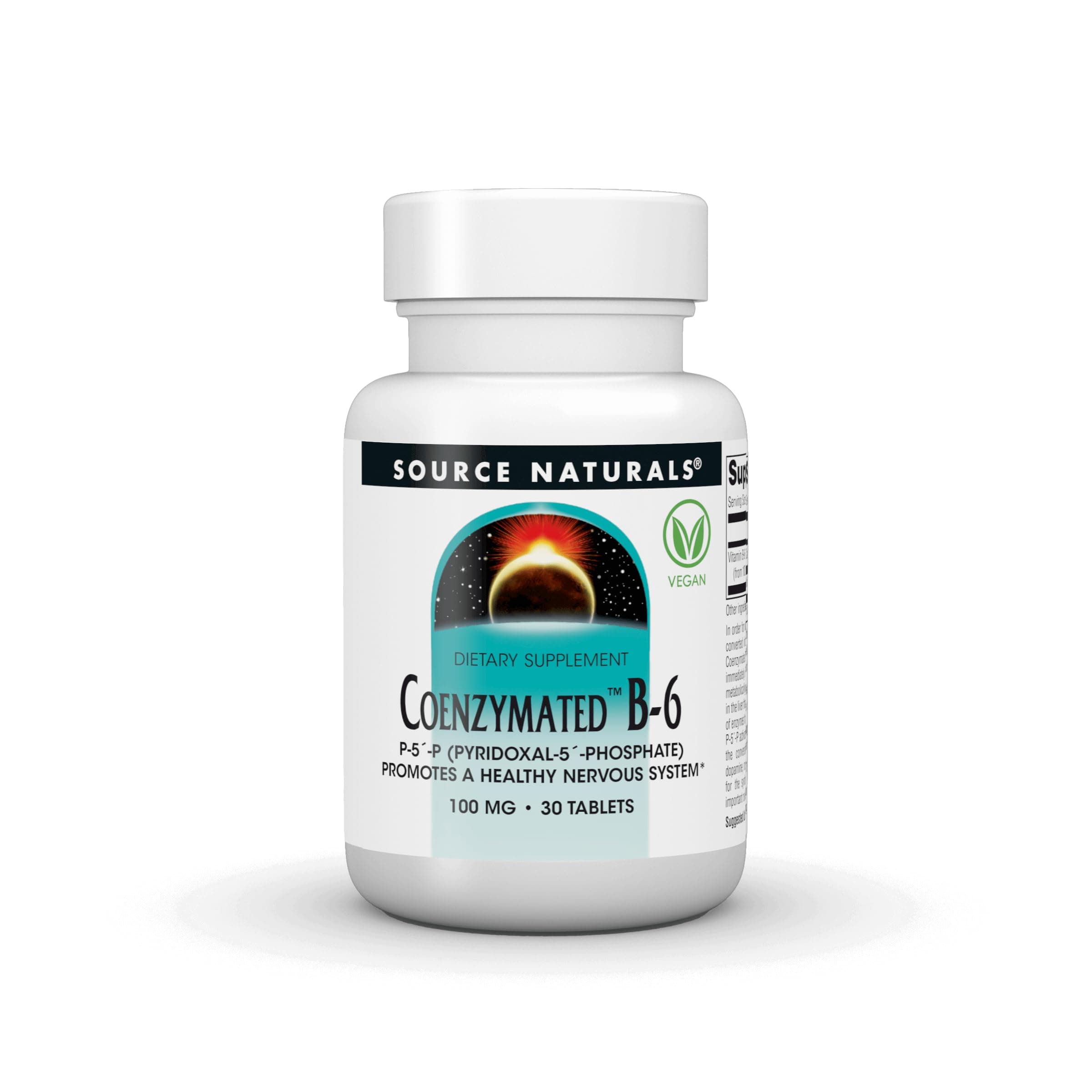 Source Naturals Coenzymated B-6,P-5´-P (PYRIDOXAL-5´-Phosphate) Promotes a Healthy Nervous Sytem* - 100 mg 60 Tablets