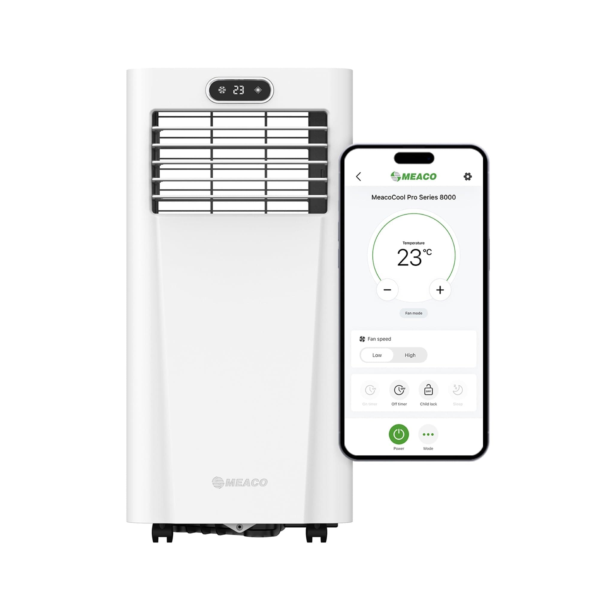 Meaco MeacoCool Pro Series 8000 CH Portable Air Conditioner - Wi-Fi enabled with Meaco App, Low Energy, Low Noise, Free Flexible Window Kit [Energy Class A]