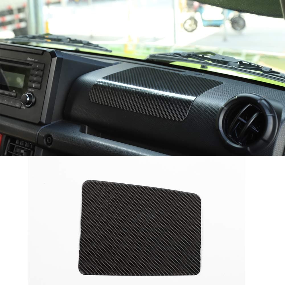 BestmotoringJimny Carbon Fiber Co-Pilot Center Console Cover Trim, Dash Decorative Cover for Suzuki Jimny 2019-2020