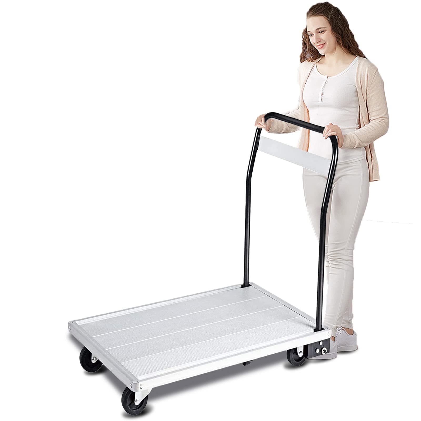 Platform Truck Cart, Foldable Push Cart 780 Lbs Aluminum Dolly Cart Large Size Heavy Duty Moving Cart for Home,Groceries,Garage,Factories(36.5" L X 24" W)