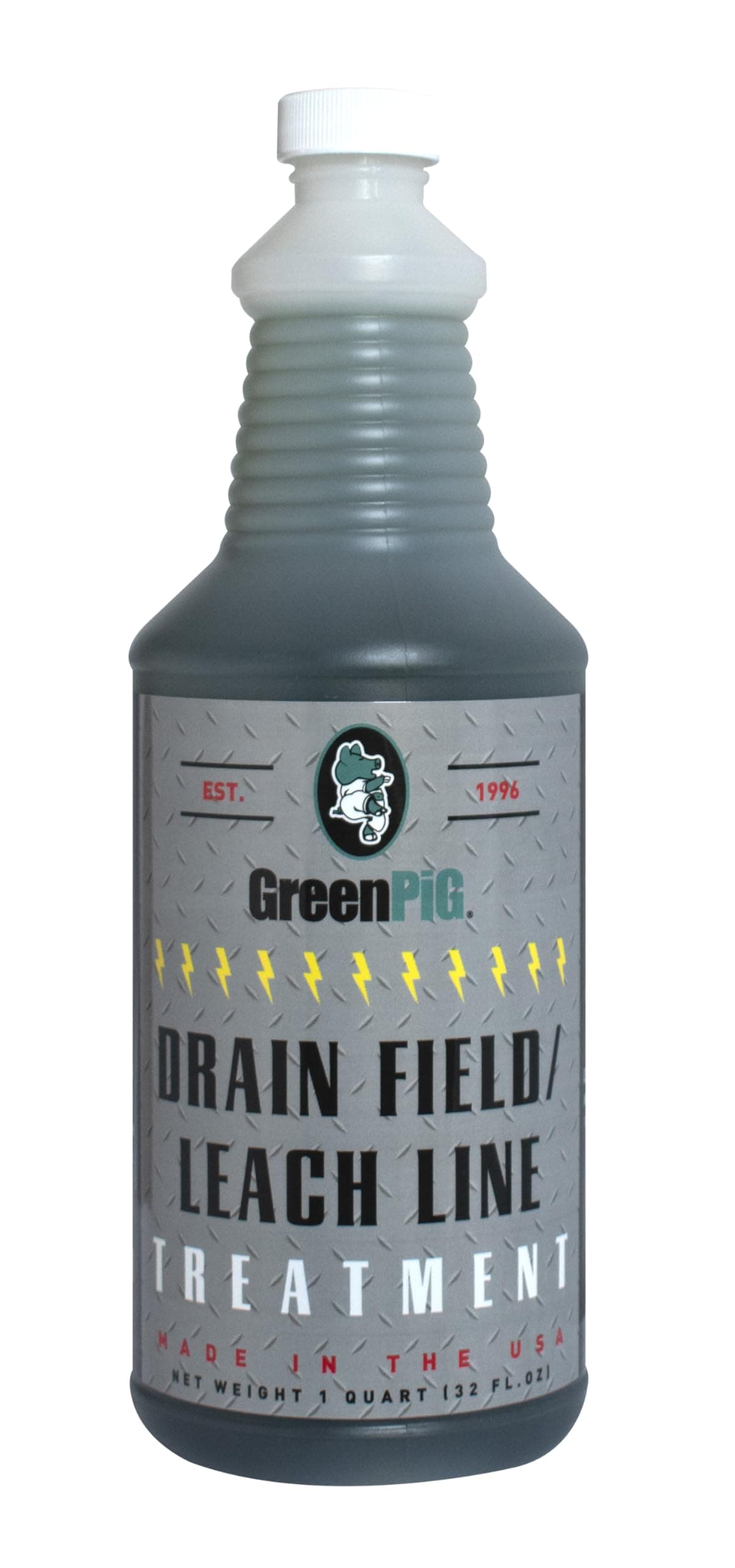 GREEN PIG Drain Field Cleaner, Septic Safe Drain Clog Remover, Treatment for Quickly Clearing Leach Field System Clogs, Back-Ups, and Foul Odors in Septic Tank Systems, 1 Quart