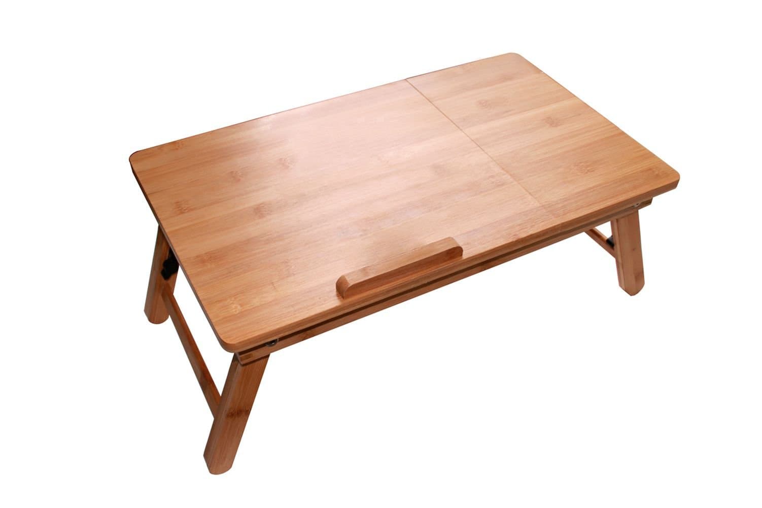 BeautyRiver Large Lap Desk Ucharge Portable Adjustable Bamboo Laptop Desk Table