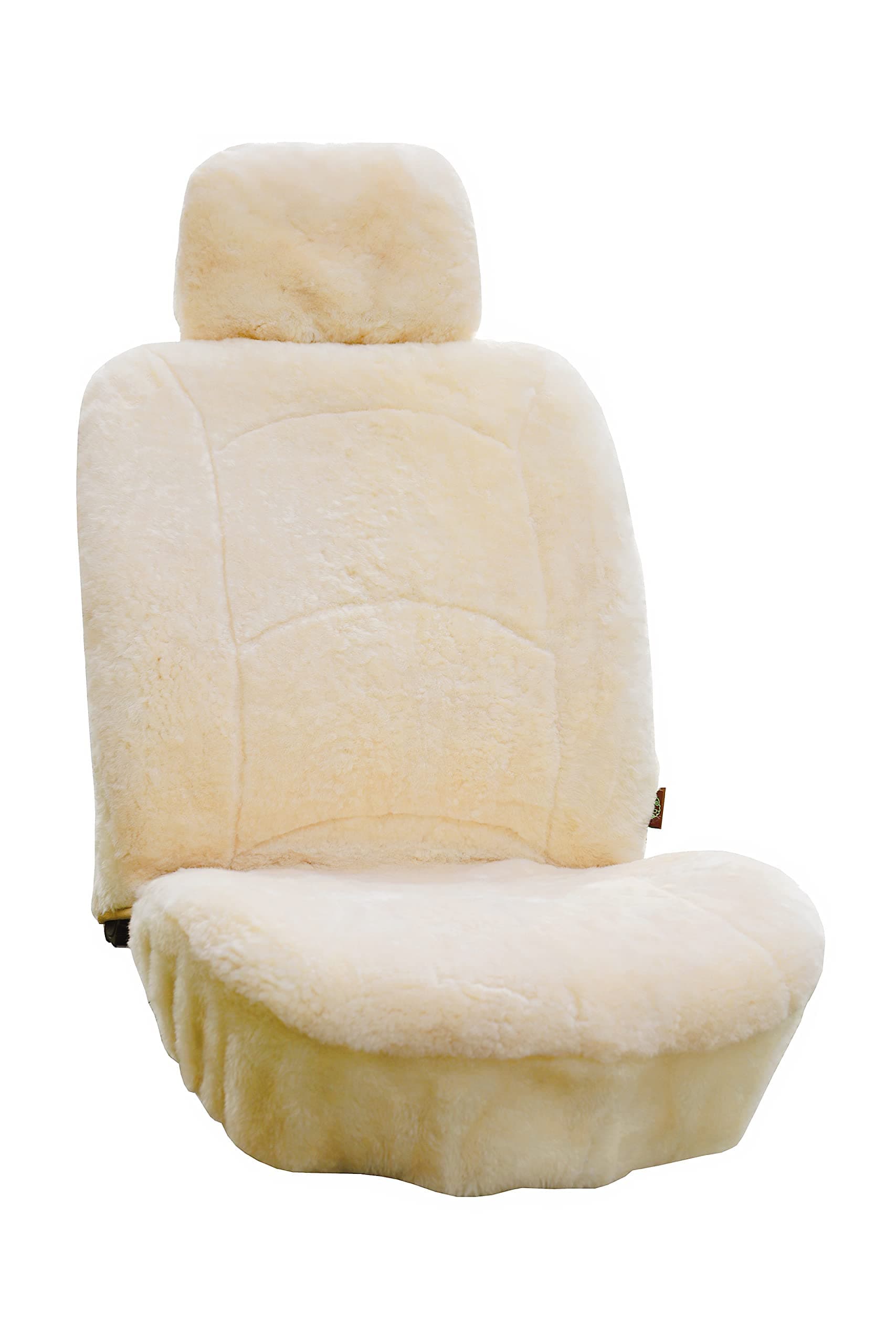 Genuine Sheepskin Seat Cover Lambskin Seat Cover Winter Car Seat Cover Lambs Wool Sheep Skin Fuzzy Shearling Car Accessories Front with Curve Patten (Beige)