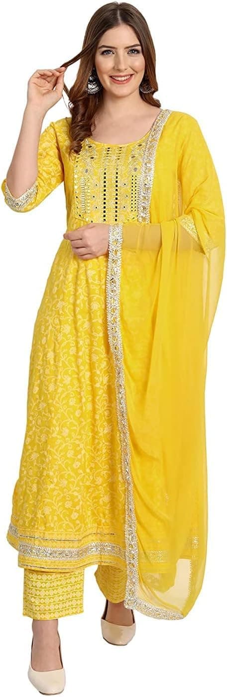 Rangnavi Women Rayon Anarkali Embroidered Printed Anarkali Salwar Kameez