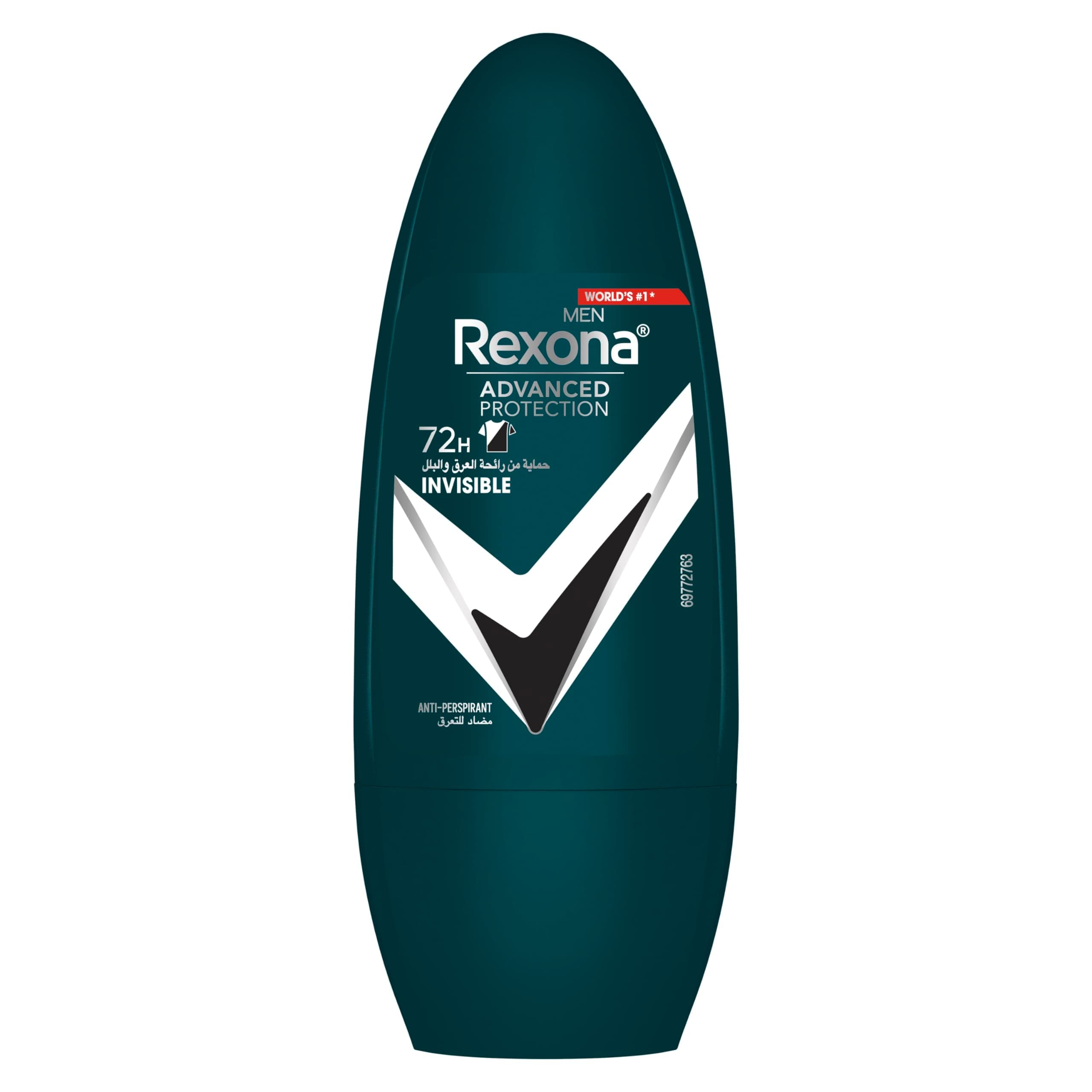 MEN Antiperspirant Deodorant Roll On, 72 hour sweat & odor protection*, Antibacterial + Invisible, with MotionSense technology, 50ml