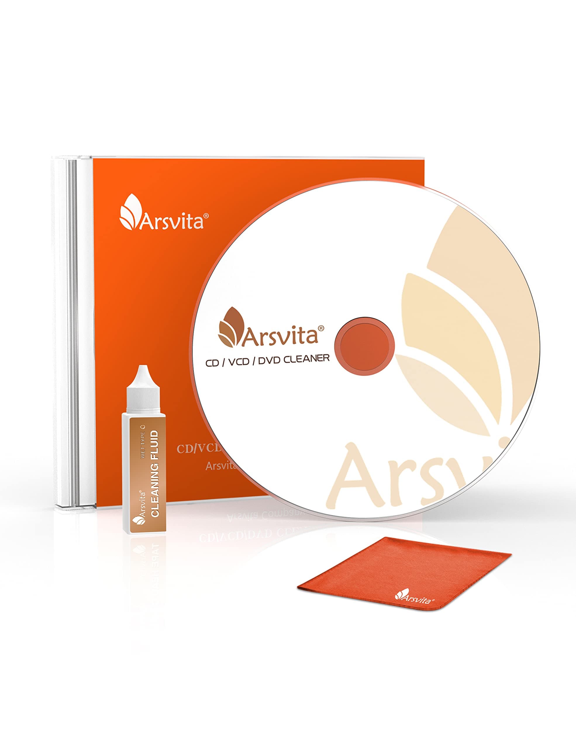 Arsvita Laser Lens Cleaner Disc Cleaning Set for CD/VCD/DVD Player, Safe and Effective, ARCD-02