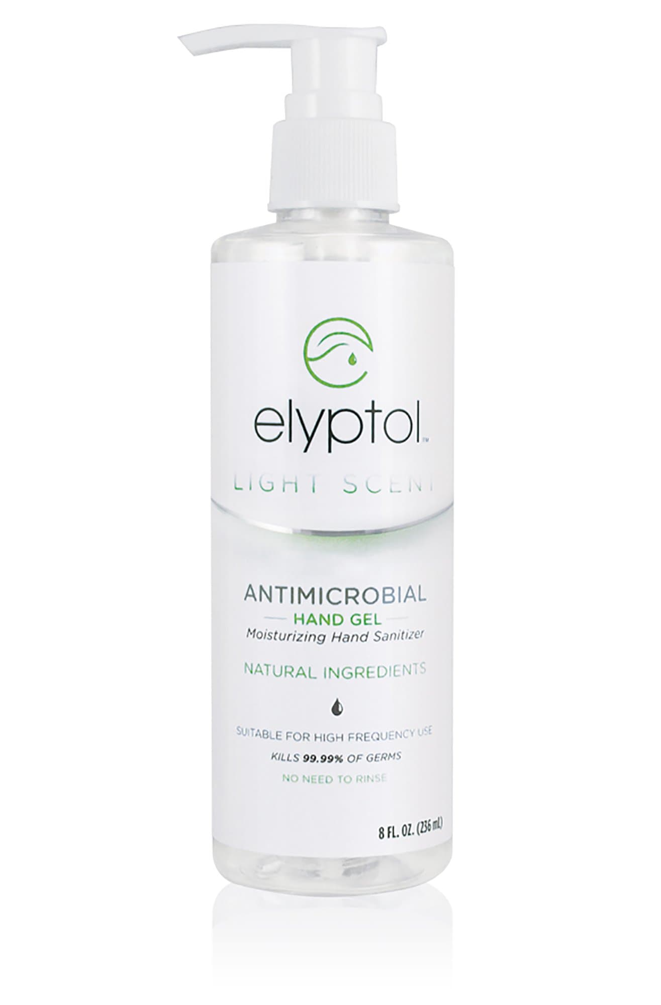 Elyptol Natural Antimicrobial Hand Sanitizer Gel | Dual Action Moisturizer and Sanitizer Formulated with Eucalyptus Oil & Kills 99.9999% of Germs | 8oz Bottle, (Pack of 6)