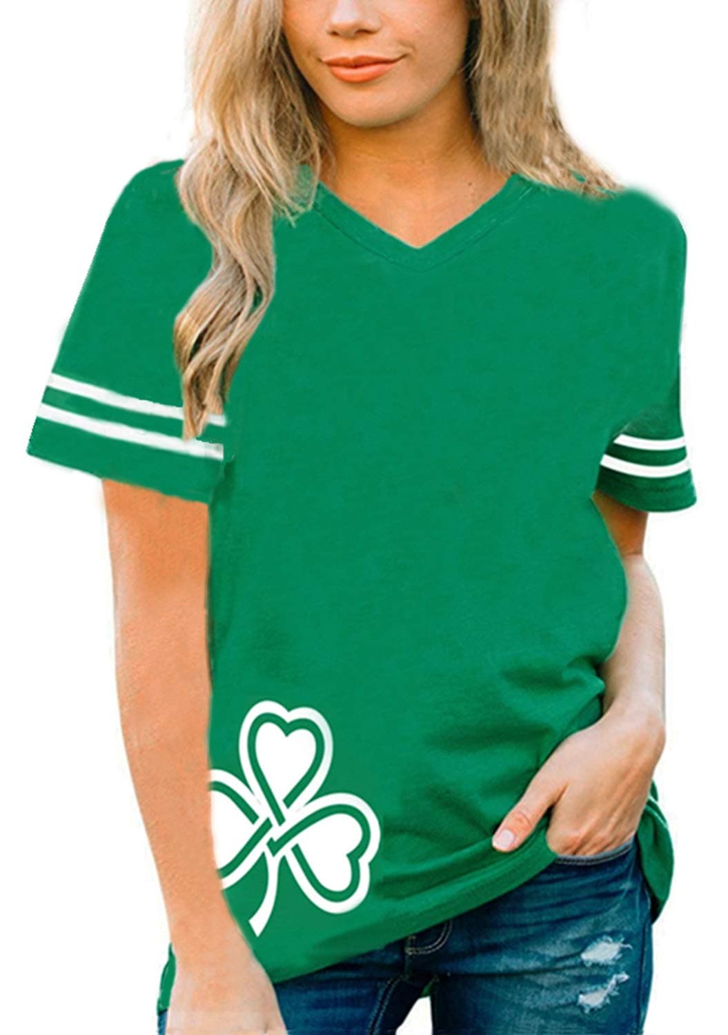 Women's V-Neck Funny Print Short Sleeve Baseball Style Halloween Shirts