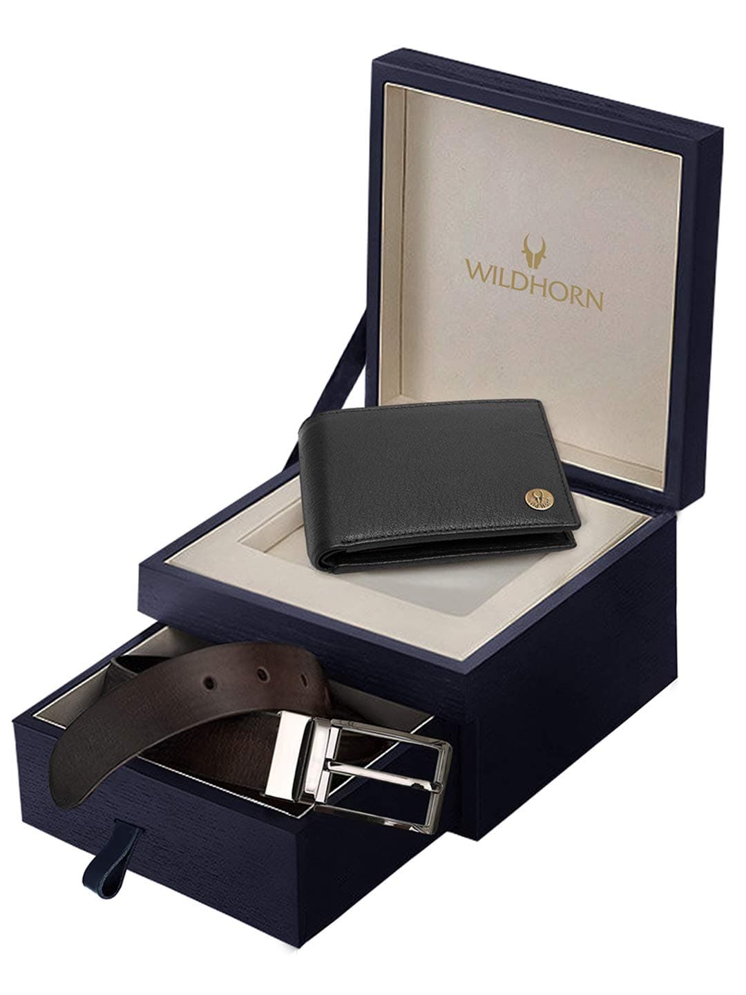 WildHorn Gift Hamper for Men I Leather Wallet & Belt Combo Gift Set I Gift for Friend, Boyfriend,Husband,Father, Son etc (New Black)