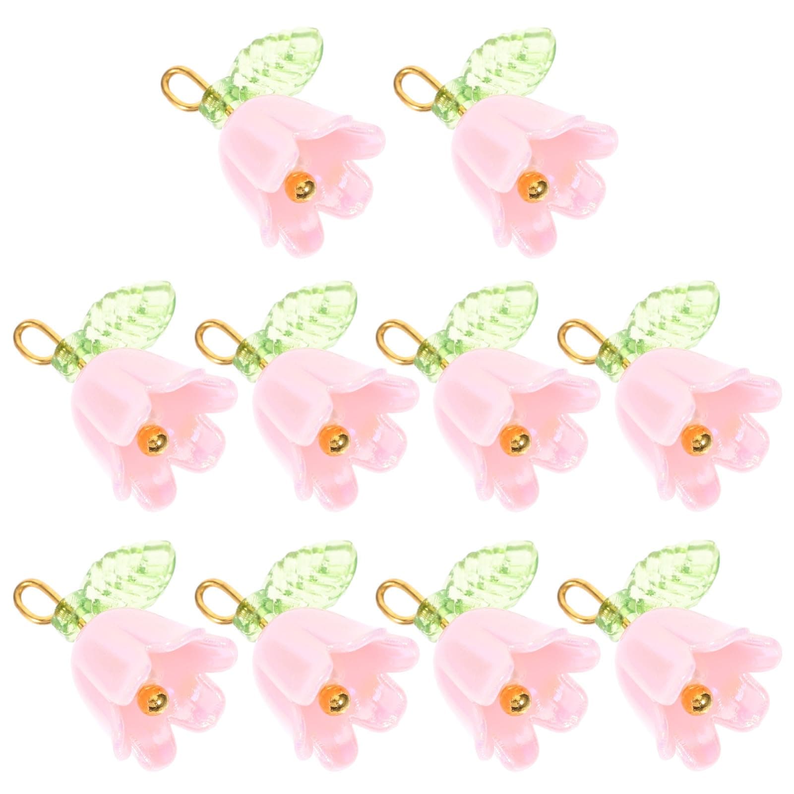 LALAFINA10pcs Lily Charms Pendants Lily Of The Valley Bell Dangle Charm Beads DIY Earrings Necklace Pendants Tiny Accessories for Jewelry Making Keychain