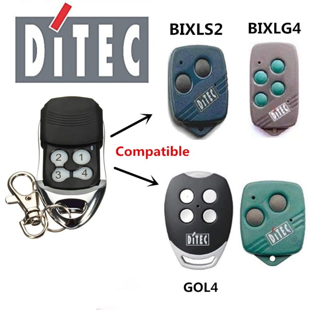 DITEC GOL4 | BIXLG4 | BIXLP2 | BIXLS2 Gate Opener Motor Remote Control Compatible - Range 70-100 Meter Compatible Remote With Battery 12v 27A Keychain | Rolling Code 433.92mhz