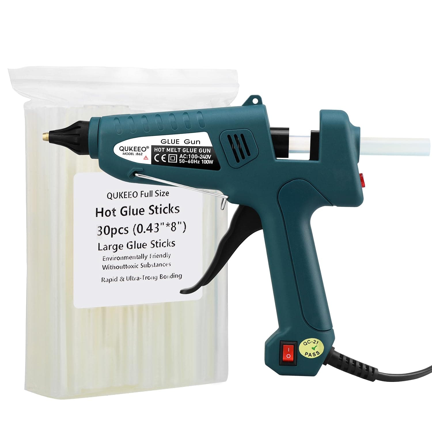 Hot Glue Gun, Hot Glue Gun Kit Includes 100 Watt Hot Glue Gun Full Size Supplied with 30 Hot Glue Sticks