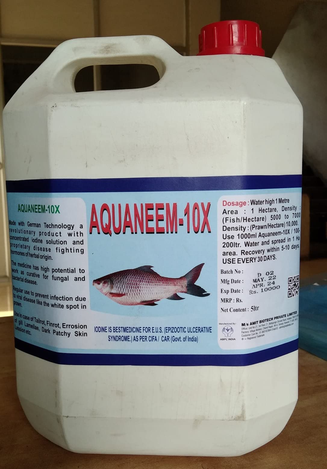 AQUANEEM 10x Stablised Iodine Fish Disease Control in Tanks Ponds Aqua Sanitizer BioFloc (5000)