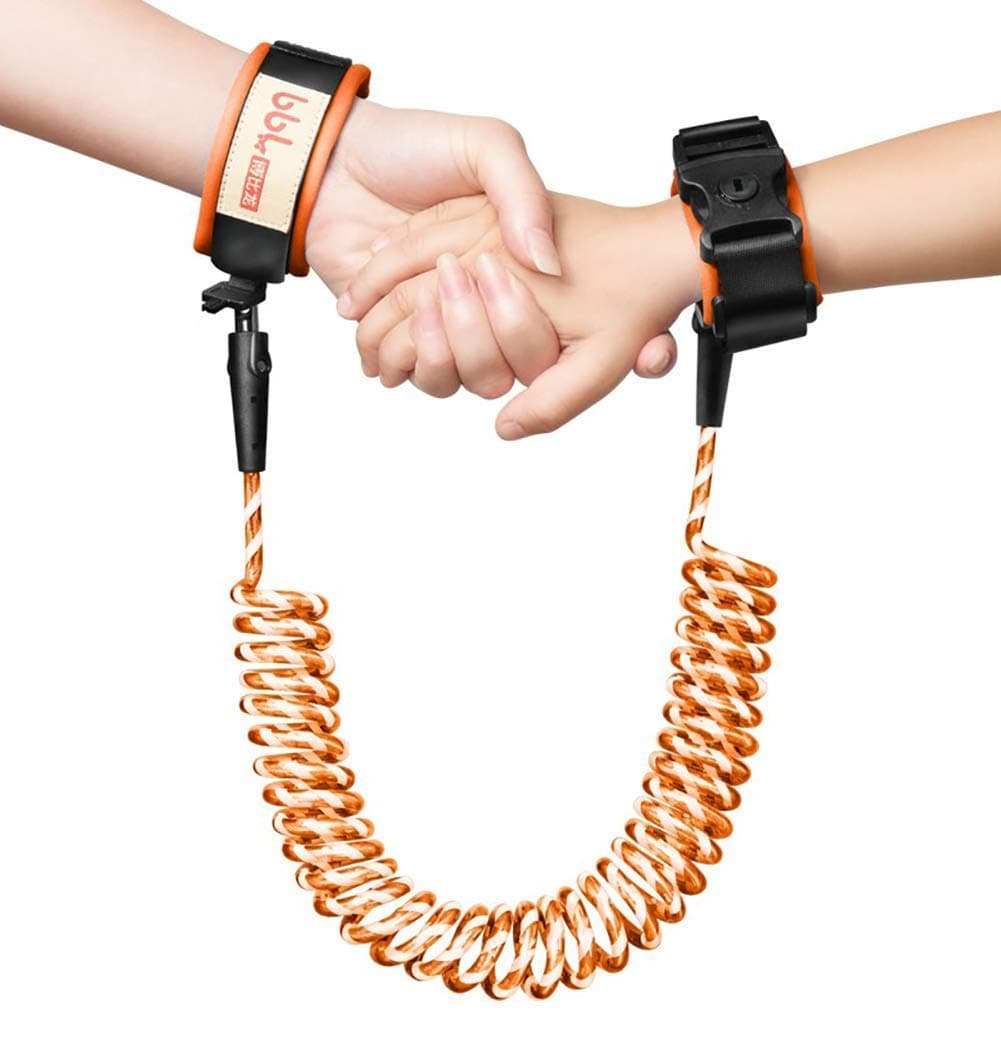 Anti Lost Safety Wrist Link Belt, Children Harness Belt Safety Adjustable 1.5M/4.92ft Baby Toddler Reins Safety Strap Leash Walking Hand Belt Elastic Wire Rope Fluorescent and Security Lock