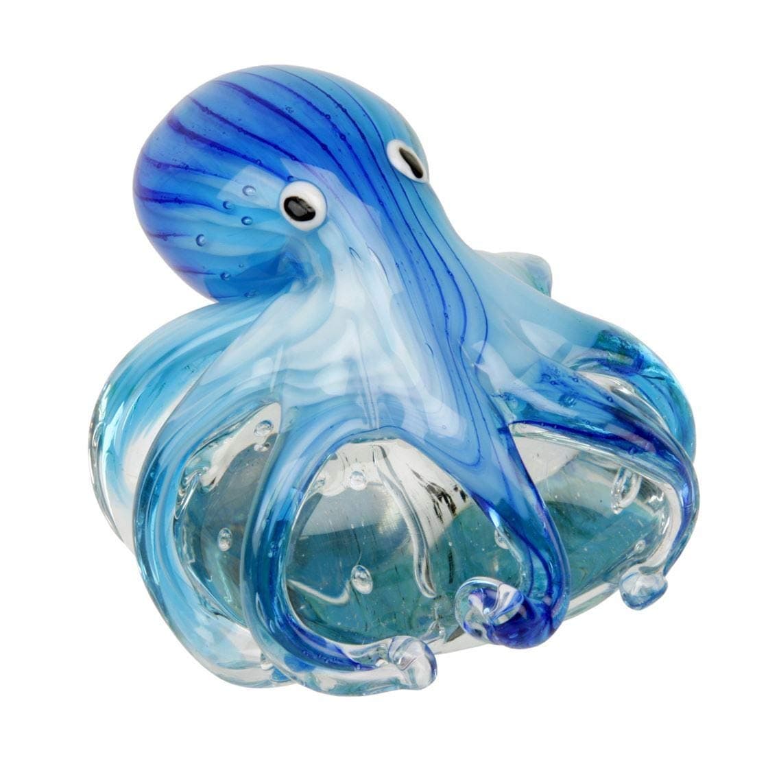 Juliana Objets d'art Glass Figurine - Blue Octopus On Rock Paperweight Ornament 60208