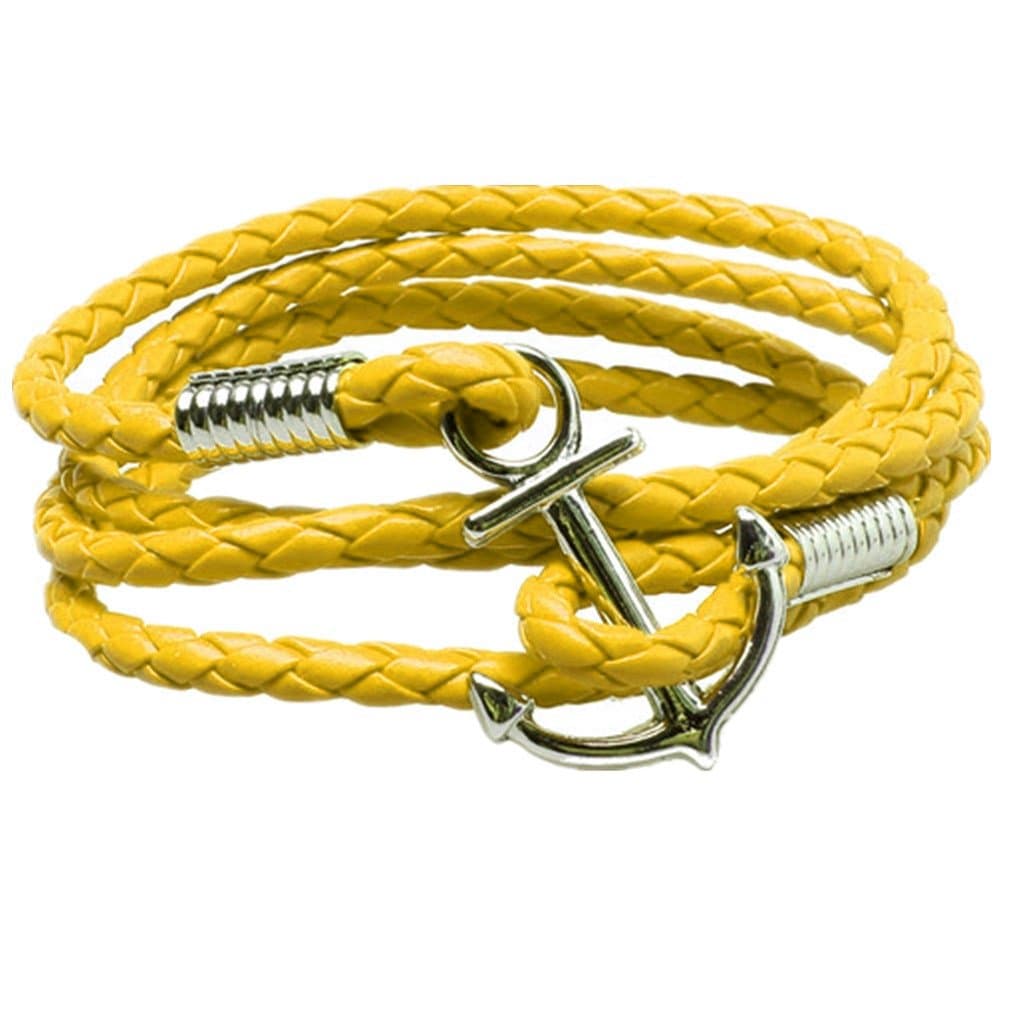 Womens Mens Colorful Leather Bracelet Multi-Wrap Nautical Fancy Anchor