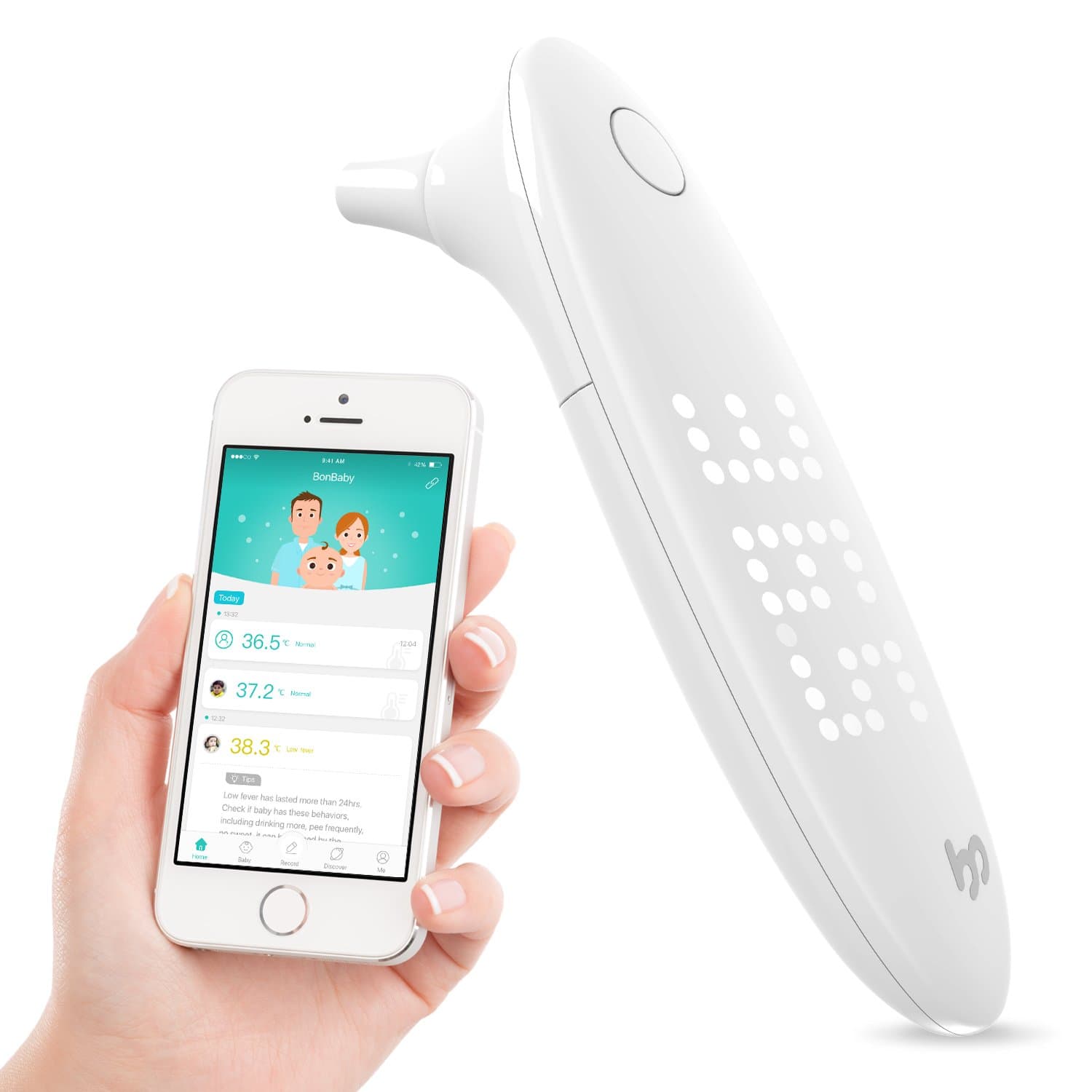 Earmo Digital Medical Ear Thermometer with Touchable LED Display and APP for Baby,Kids and Adults - Infrared Technology for Better Accuracy