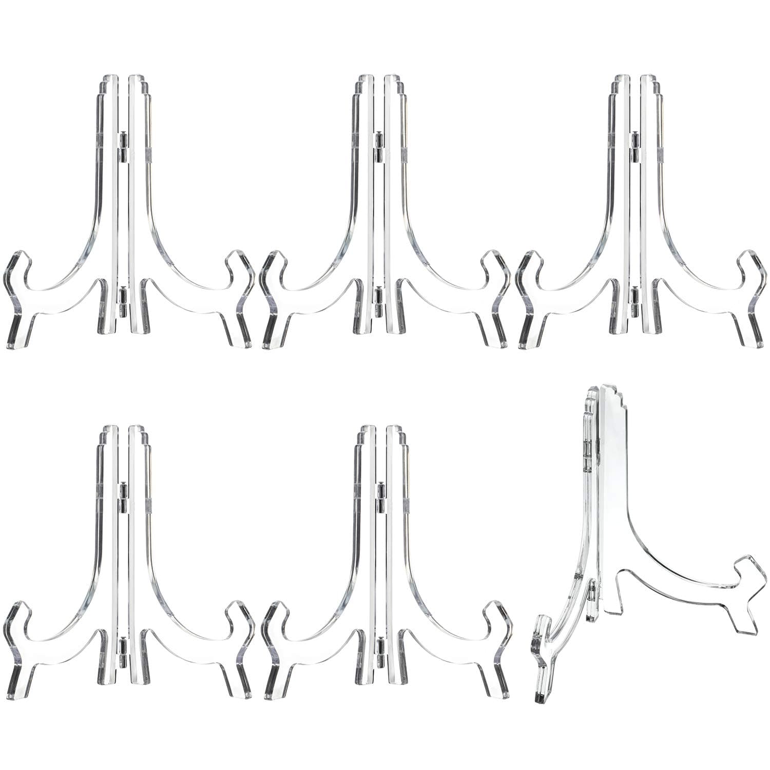 Hestya Acrylic Easels or Stands/Plate Holders to Display Pictures or Other Items (Clear 6 Pieces, 7 Inches)
