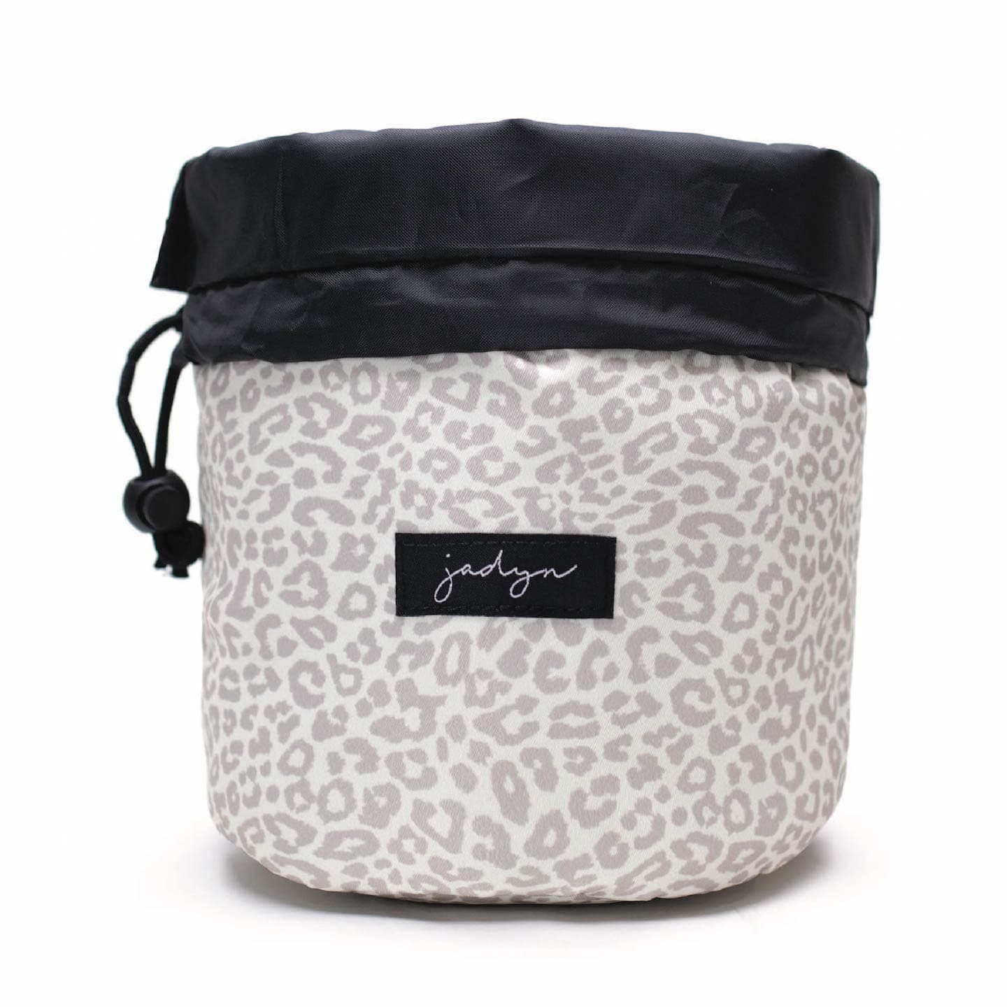 Durable Cinch Top Makeup Organizer - Compact Travel Makeup Bag - 7 Interior Pockets for Cosmetics - Drawstring Toiletry Travel Bag for Women - 6L Storage Capacity - (Desert Leopard)