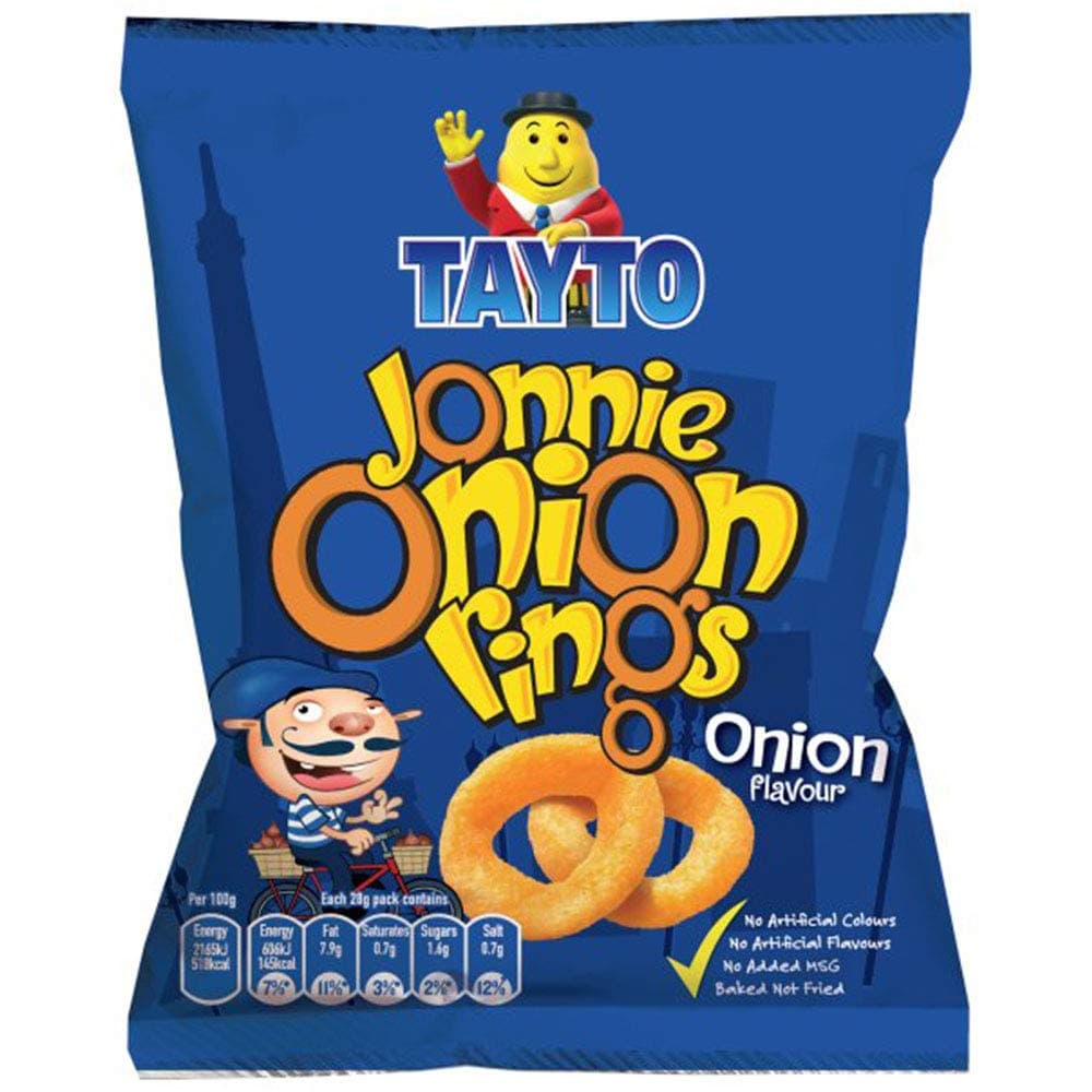 TAYTO Jonnie Onion Rings - Spring Onion flavour snacks from Ireland (12 x 28g packs)