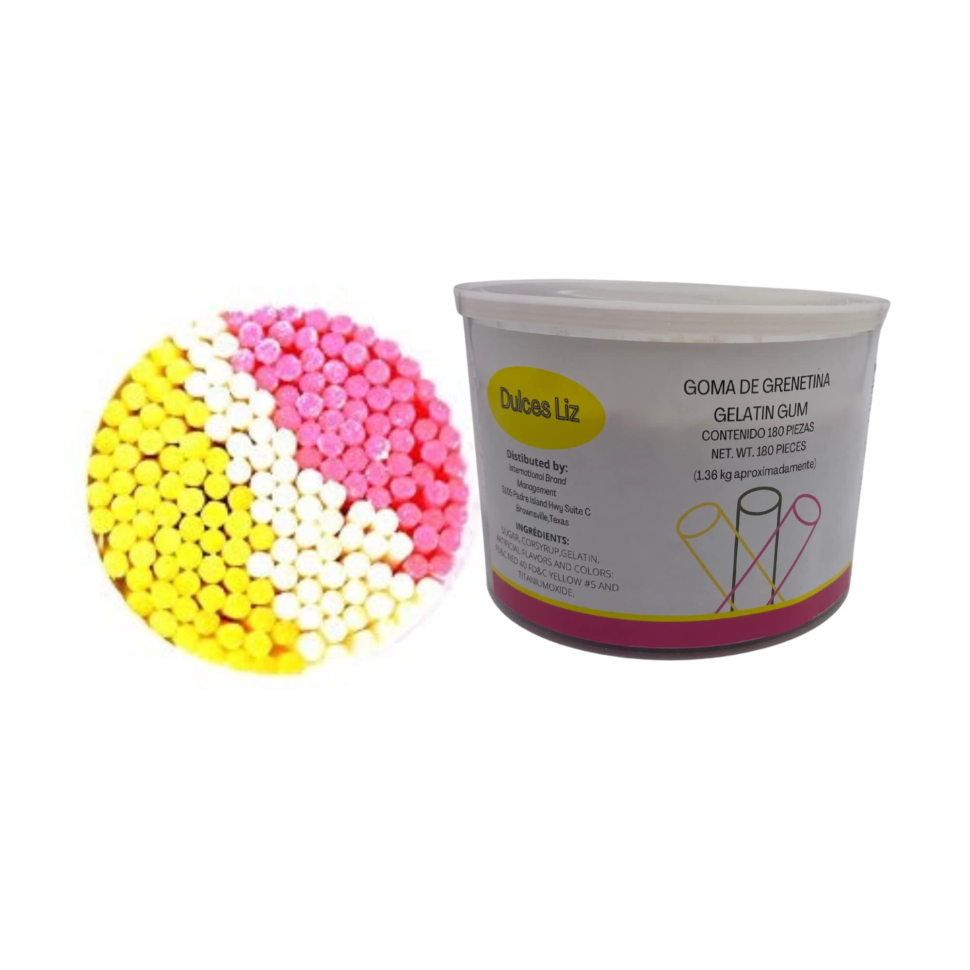 Vela Goma Large container with 180 Gelatin Gummy in Straws Classic Mexican Candy