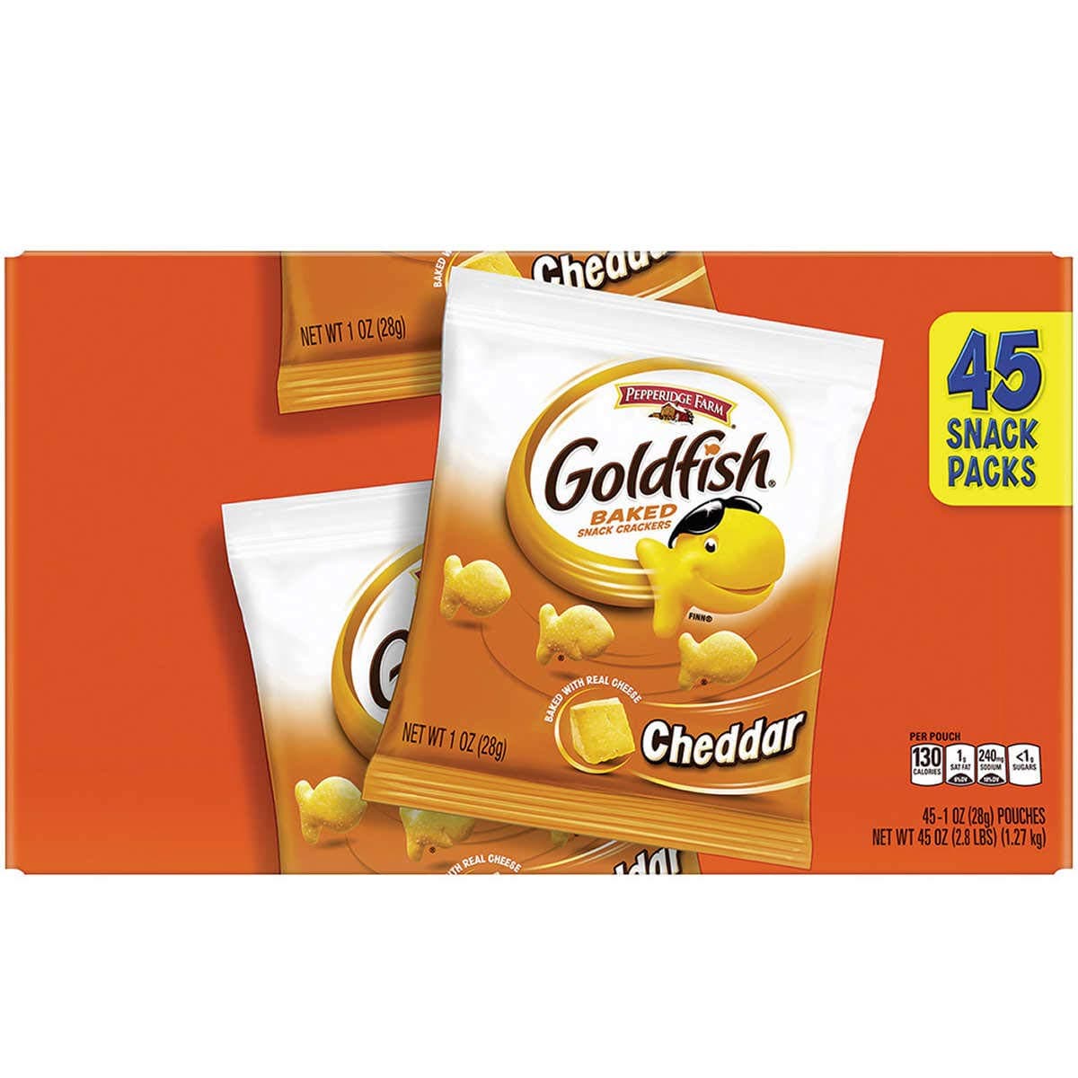 Pepperidge Farm Goldfish Crackers, Cheddar, 1 oz, 45-count
