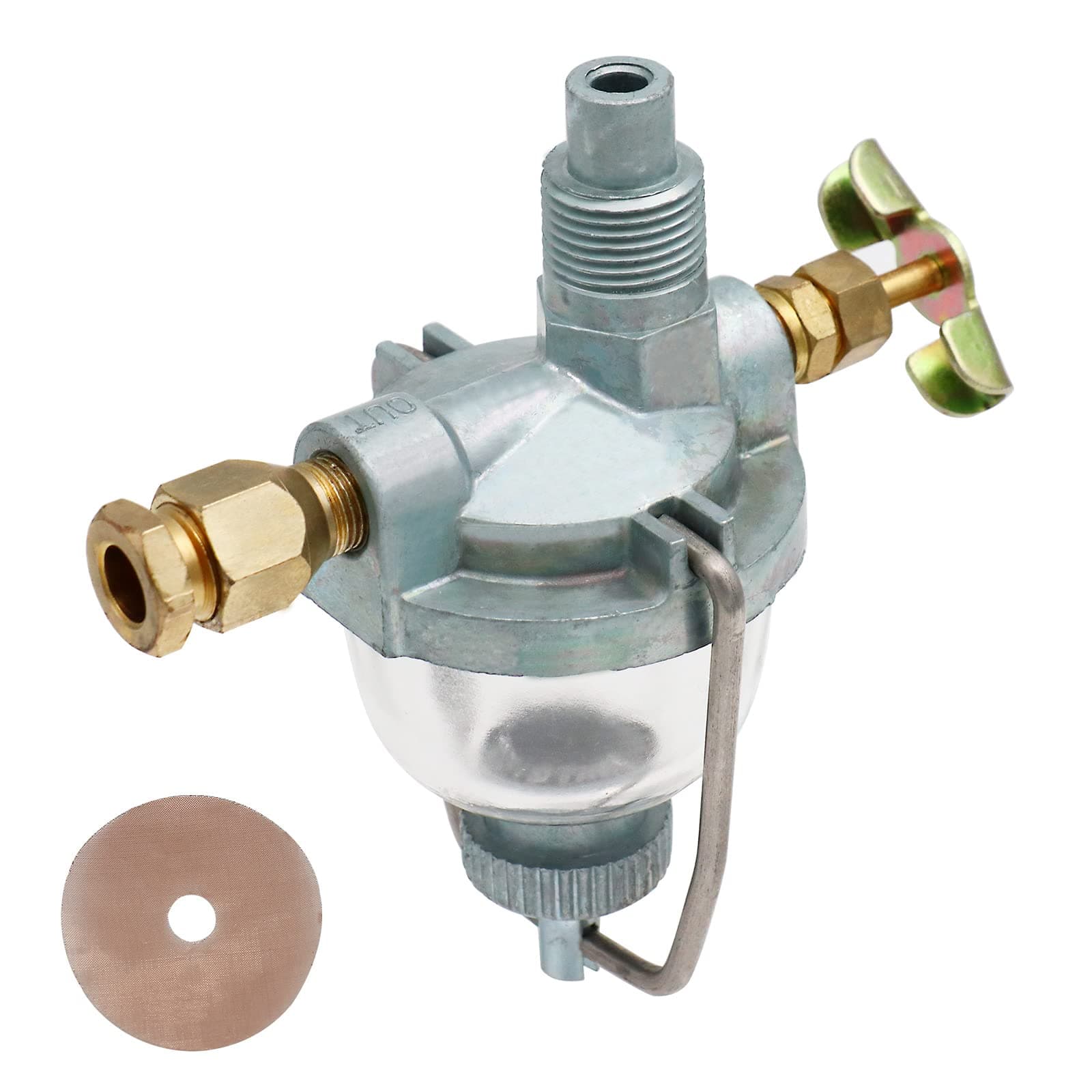 Glass Fuel Sediment Bowl AM3100T AT326991 Assemble for John Deere Tractor 1010 320 330 40 420 430 440 M Allis Chalmers B C D14 D17 D19 Replace AT326991 235560 237944 70235560 0W426A