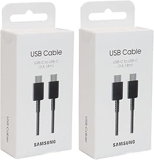 Samsung Galaxy USB-C Fast Charging Cable - Type C Cord Charger (3A 1.8m), High-Speed Data Transfer, Rapid Charging - Black, 2-Pack